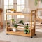 Bali & Pari Genet Modern Bohemian Natural Brown Rattan and Teak Wood 2-Tier Kitchen Cart 241-13430-ZORO - alternate 3